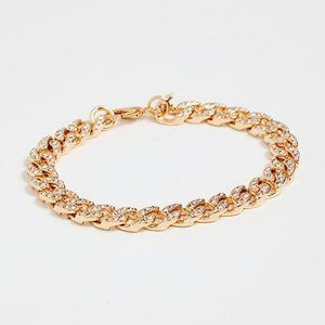 NIB Kenneth Jay Lane Gold and Crystal Chain Ling Bracelet $95